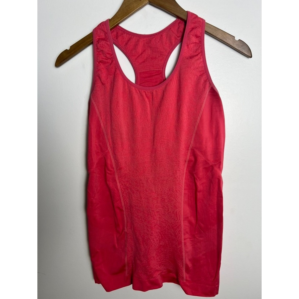 Title Nine L Wm Racerback Tank Top Pink Seamless Shelf Bra Athleisure Activewear